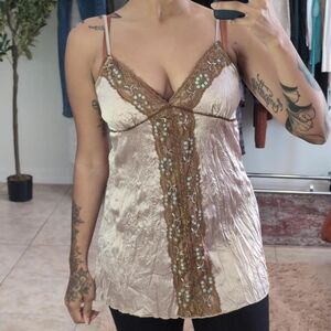 PAZZO Lace Trimmed Top with Sequin Detail